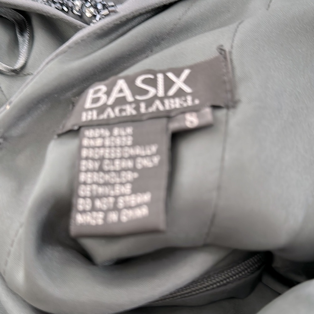 SALE Basix Black Label Beaded Gray Short Cocktail Dress Size 8 - Picture 8 of 8